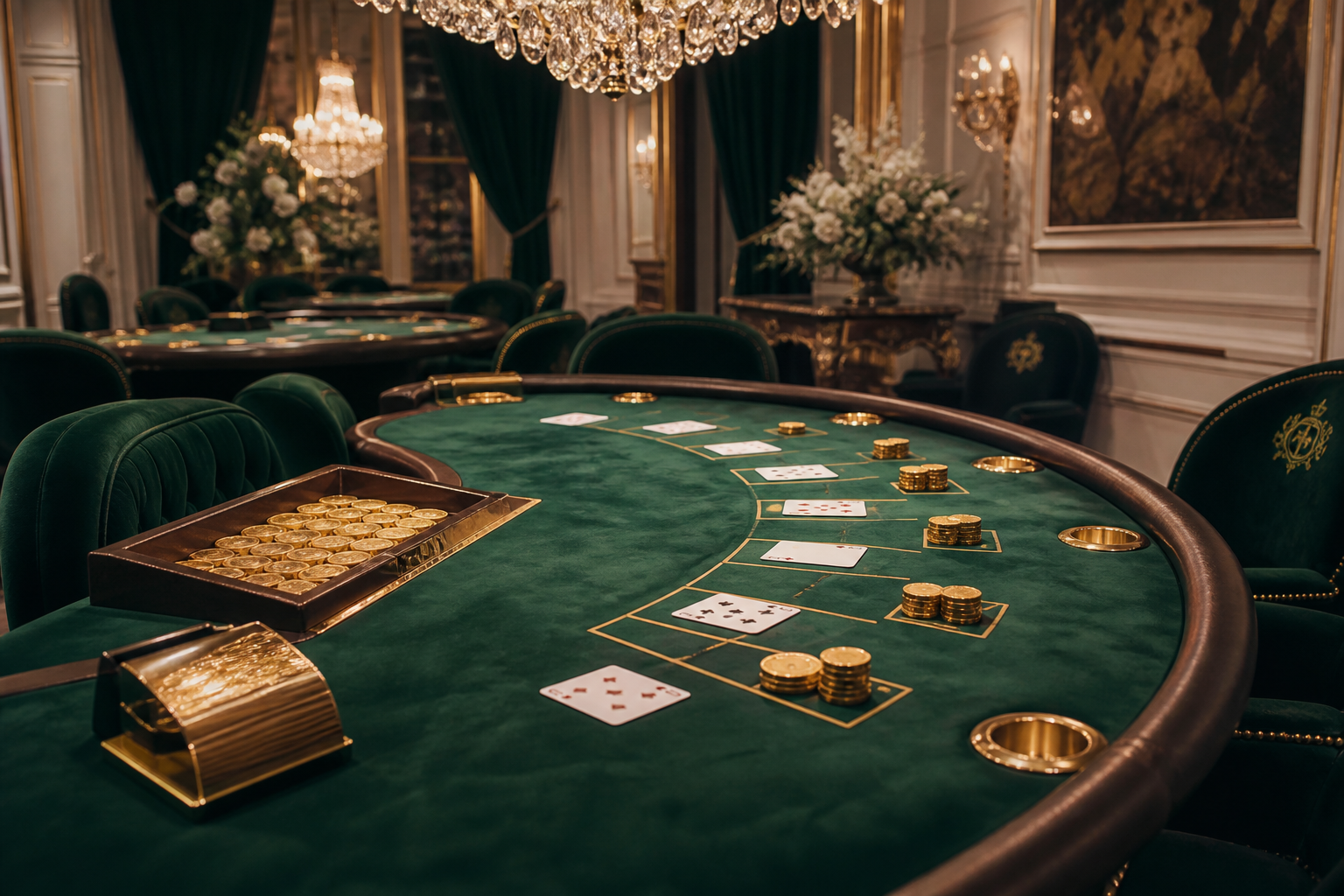 Table de jeux élégante du salon casino FrenchOptionsHere.com